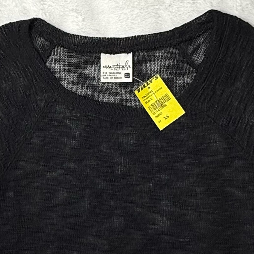 Essentials by Full Tilt Black Long Sleeve Burnout Top - Picture 6 of 6